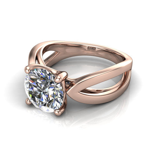 Aisha Round Shape Classic Engagement Ring in 14K Rose Gold