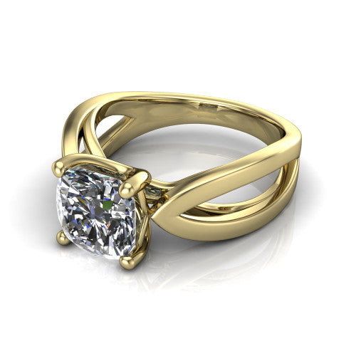 Aisha Cushion Shape Classic Engagement Ring in 14K Yellow Gold