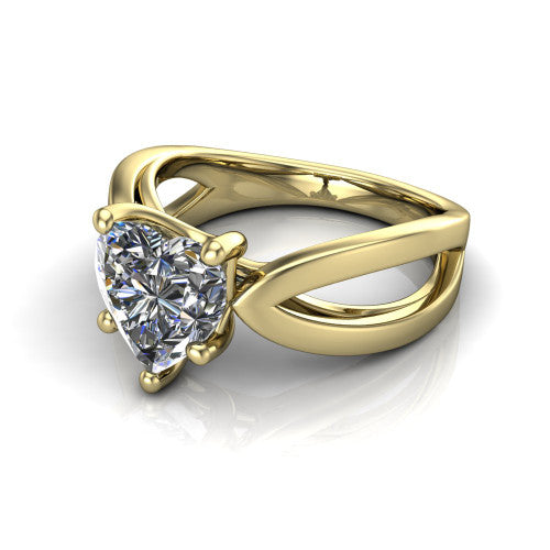 Aisha Heart Shape Classic Engagement Ring in 14K Yellow Gold