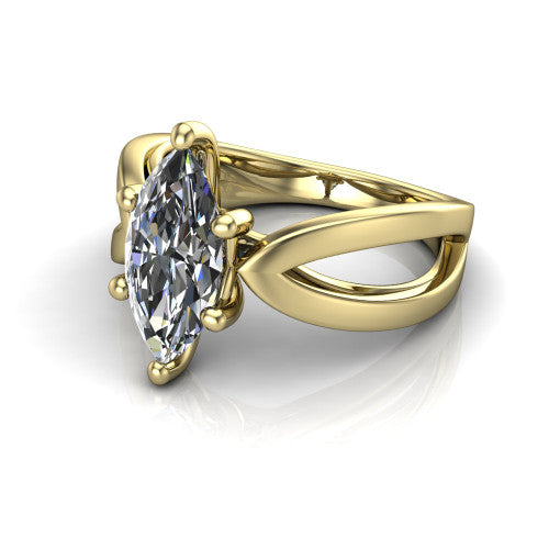 Aisha Marquise Shape Classic Engagement Ring in 18K Yellow Gold