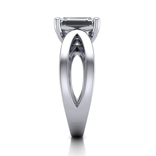 Aisha Emerald Shape Classic Engagement Ring in 18K White Gold