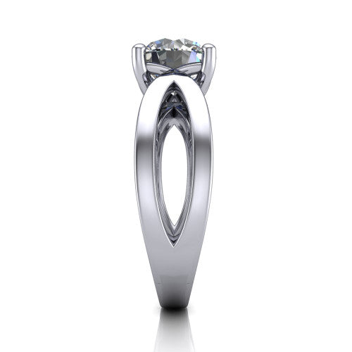 Aisha Round Shape Classic Engagement Ring in 18K White Gold