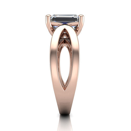 Aisha Emerald Shape Classic Engagement Ring in 14K Rose Gold