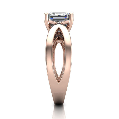 Aisha Square Emerald Shape Classic Engagement Ring in 18K Rose Gold
