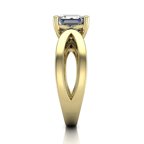 Aisha Square Emerald Shape Classic Engagement Ring in 14K Yellow Gold