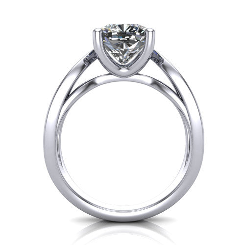 Aisha Cushion Shape Classic Engagement Ring in 18K White Gold