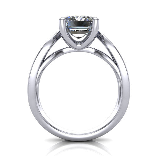 Aisha Emerald Shape Classic Engagement Ring in 14K White Gold