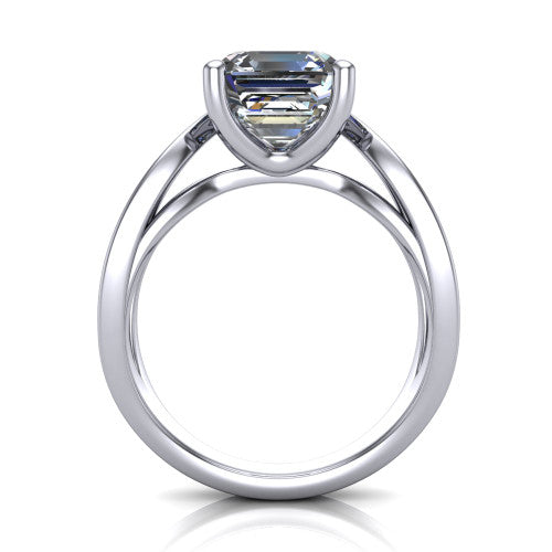 Aisha Square Emerald Shape Classic Engagement Ring in 18K White Gold
