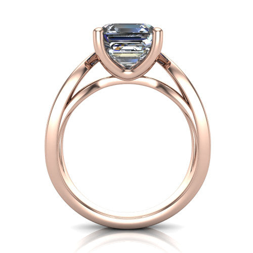 Aisha Square Emerald Shape Classic Engagement Ring in 14K Rose Gold