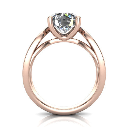 Aisha Round Shape Classic Engagement Ring in 18K Rose Gold