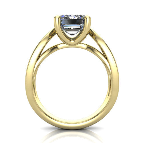 Aisha Emerald Shape Classic Engagement Ring in 14K Yellow Gold
