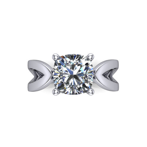 Aisha Cushion Shape Classic Engagement Ring in 14K White Gold