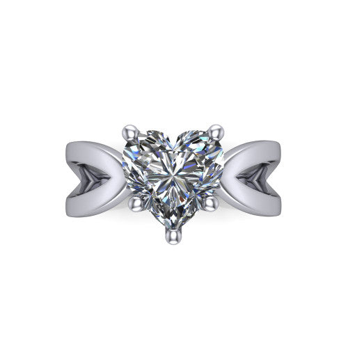 Aisha Heart Shape Classic Engagement Ring in 14K White Gold