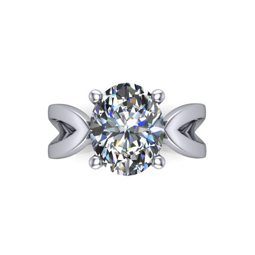 Aisha Oval Shape Classic Engagement Ring in 18K White Gold