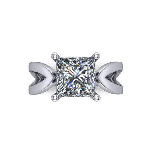 Aisha Princess Shape Classic Engagement Ring in 14K White Gold