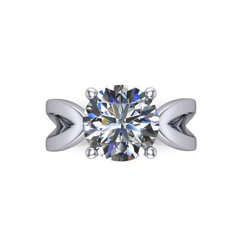 Aisha Round Shape Classic Engagement Ring in 14K White Gold