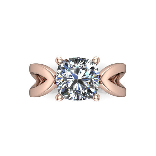 Aisha Cushion Shape Classic Engagement Ring in 14K Rose Gold