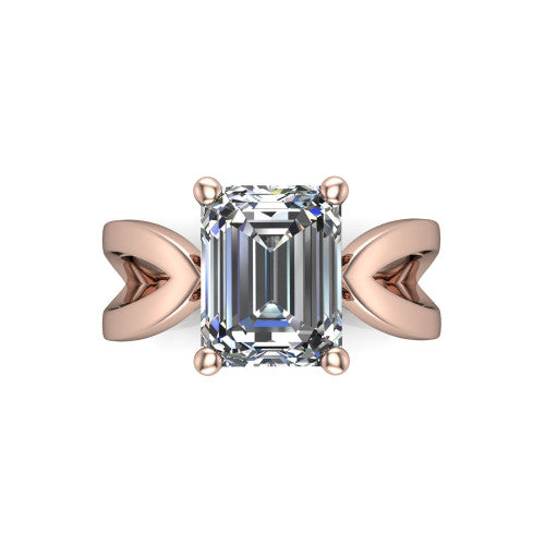 Aisha Emerald Shape Classic Engagement Ring in 18K Rose Gold