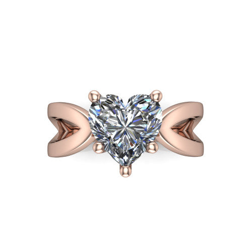 Aisha Heart Shape Classic Engagement Ring in 18K Rose Gold