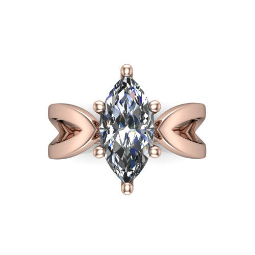 Aisha Marquise Shape Classic Engagement Ring in 14K Rose Gold