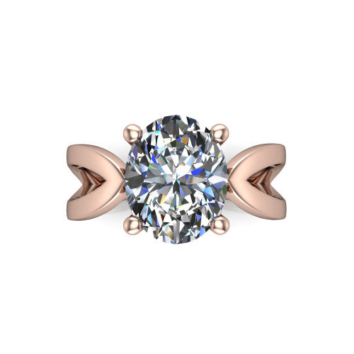 Aisha Oval Shape Classic Engagement Ring in 18K Rose Gold