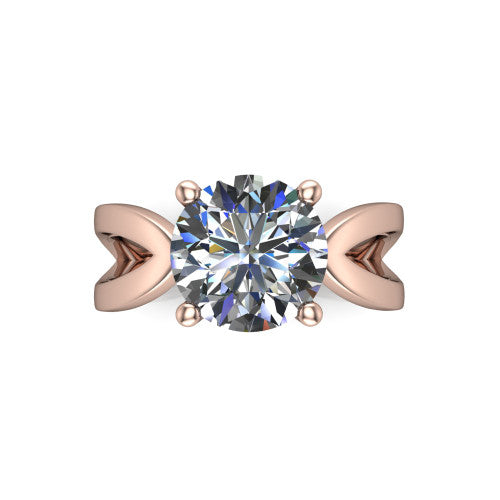 Aisha Round Shape Classic Engagement Ring in 18K Rose Gold