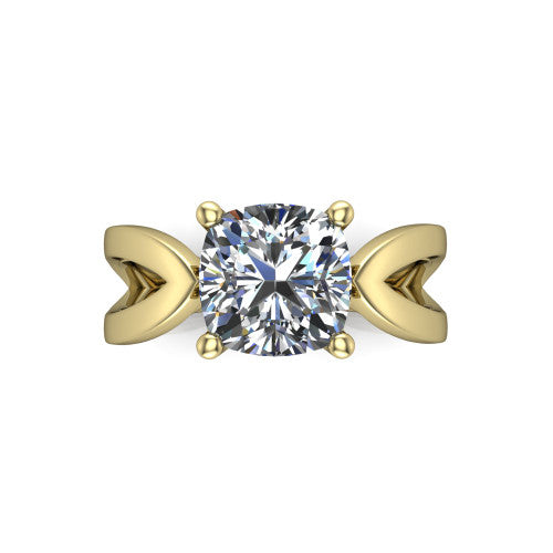Aisha Cushion Shape Classic Engagement Ring in 14K Yellow Gold