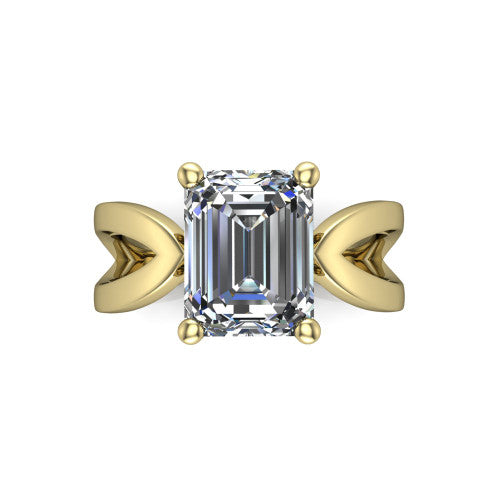 Aisha Emerald Shape Classic Engagement Ring in 18K Yellow Gold