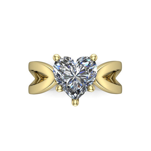 Aisha Heart Shape Classic Engagement Ring in 14K Yellow Gold