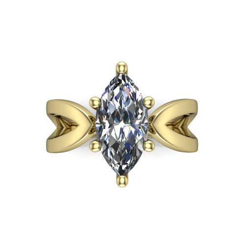 Aisha Marquise Shape Classic Engagement Ring in 18K Yellow Gold