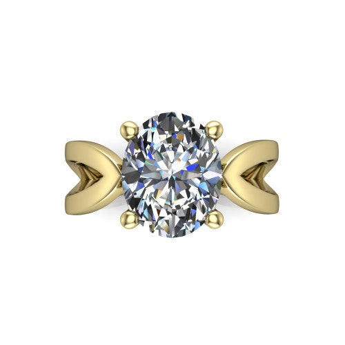Aisha Oval Shape Classic Engagement Ring in 18K Yellow Gold