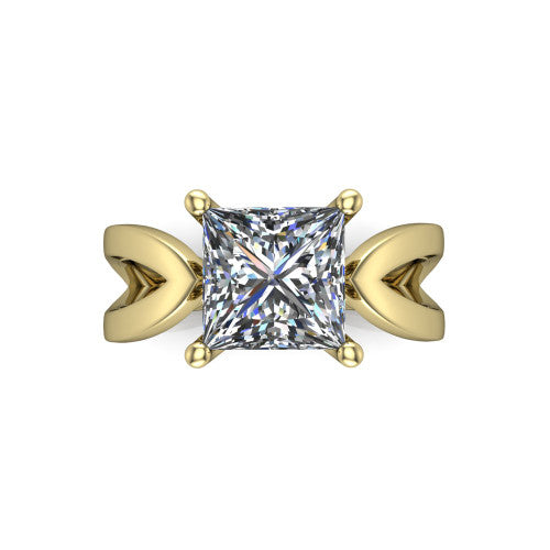 Aisha Princess Shape Classic Engagement Ring in 14K Yellow Gold
