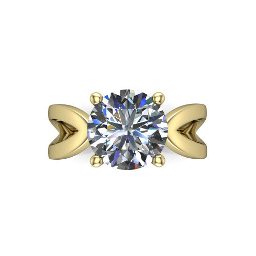 Aisha Round Shape Classic Engagement Ring in 14K Yellow Gold