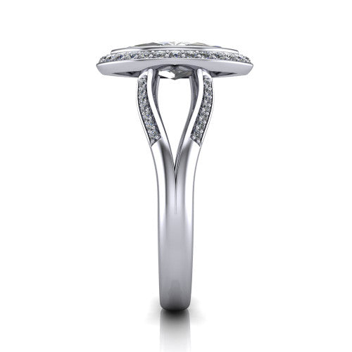 Cali Marquise Shape Halo Engagement Ring in 14K White Gold