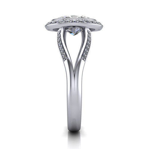Cali Oval Shape Halo Engagement Ring in Platinum