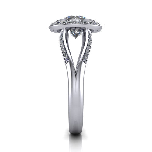 Cali Round Shape Halo Engagement Ring in Platinum