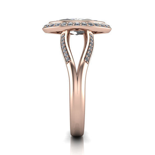 Cali Marquise Shape Halo Engagement Ring in 18K Rose Gold