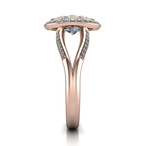 Cali Oval Shape Halo Engagement Ring in 14K Rose Gold