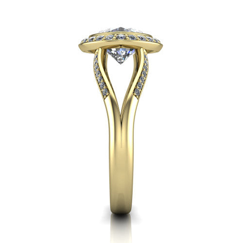 Cali Cushion Shape Halo Engagement Ring in 14K Yellow Gold
