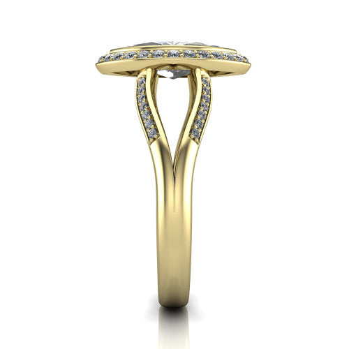 Cali Marquise Shape Halo Engagement Ring in 14K Yellow Gold