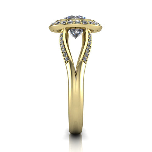 Cali Round Shape Halo Engagement Ring in 14K Yellow Gold