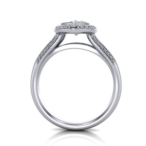 Cali Marquise Shape Halo Engagement Ring in 14K White Gold