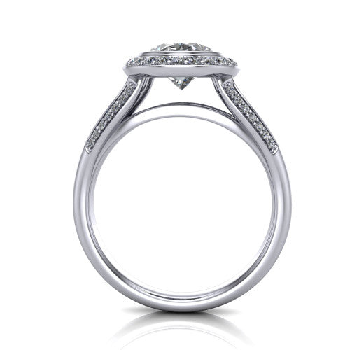 Cali Oval Shape Halo Engagement Ring in 14K White Gold