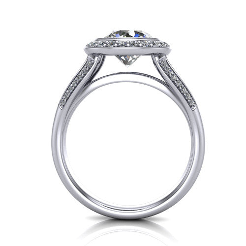 Cali Round Shape Halo Engagement Ring in Platinum