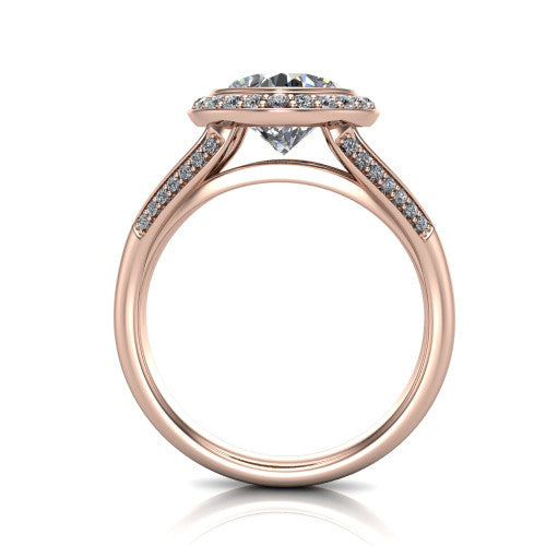 Cali Cushion Shape Halo Engagement Ring in 14K Rose Gold