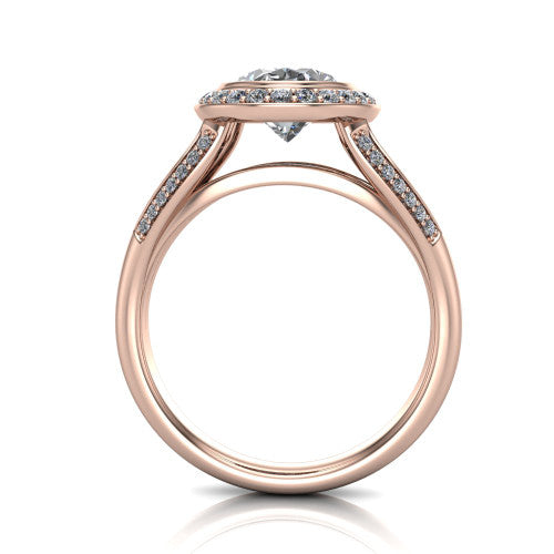 Cali Oval Shape Halo Engagement Ring in 18K Rose Gold