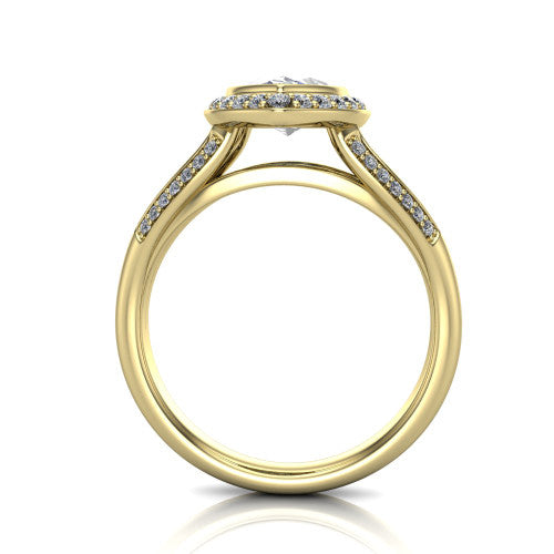 Cali Marquise Shape Halo Engagement Ring in 14K Yellow Gold