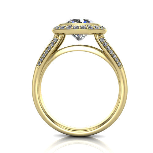 Cali Round Shape Halo Engagement Ring in 14K Yellow Gold