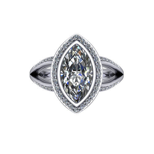 Cali Marquise Shape Halo Engagement Ring in Platinum