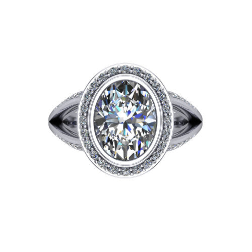 Cali Oval Shape Halo Engagement Ring in 14K White Gold